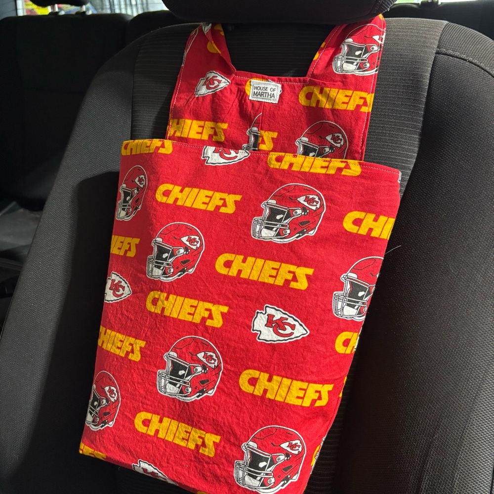 Car Trash/Utility Tote Bag Kansas City Chiefs‎ 9"w x 4"d x 12"Handmade